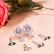 Opal Touch - Rhodium Plated 5 Color Changeable Earrings - Earrings