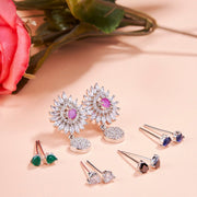 Opal Touch - Rhodium Plated 5 Color Changeable Earrings - Earrings