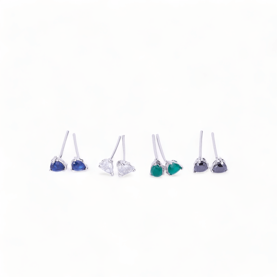Opal Touch - Rhodium Plated 5 Color Changeable Earrings - Earrings