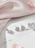 Rhodium Plated AD Jewelry Set - Triangle Pendant, Ring & Studs - Opal Touch