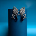 Rhodium - Plated AD Studded Teardrop Drop Earrings - Opal Touch