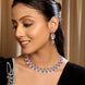 Rhodium - Plated American Diamond Necklace Earrings Jewellery Set - Opal Touch