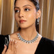 Rhodium - Plated American Diamond Necklace Earrings Jewellery Set - Opal Touch