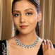 Rhodium - Plated American Diamond Necklace Earrings Jewellery Set - Opal Touch