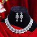 Rhodium - Plated American Diamond Necklace Earrings Jewellery Set - Opal Touch