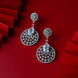 Rhodium Plated American Diamond Stones Dangler Earrings - Opal Touch