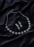 Rhodium Plated American Diamond Studded Necklace and Earrings Set - Opal Touch