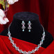 Rhodium Plated American Diamond Studded Necklace and Earrings Set - Opal Touch