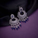 Rhodium Plated Chandelier Earrings with Stone Work - Opal Touch