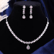Rhodium Plated Crystal Zircon Jewelry Set - Opal Touch