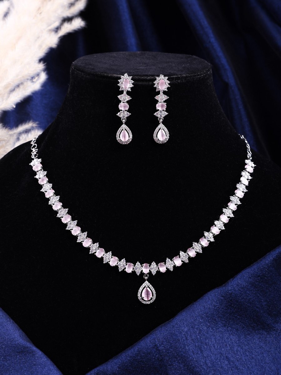 Rhodium Plated Crystal Zircon Jewelry Set - Opal Touch