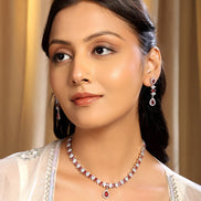 Rhodium Plated Crystal Zircon Jewelry Set - Opal Touch