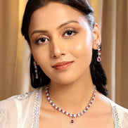 Rhodium Plated Crystal Zircon Jewelry Set - Opal Touch