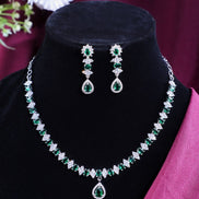 Rhodium Plated Crystal Zircon Jewelry Set - Opal Touch