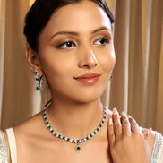 Rhodium Plated Crystal Zircon Jewelry Set - Opal Touch