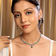 Rhodium Plated Crystal Zircon Jewelry Set - Opal Touch
