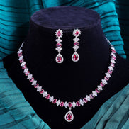 Rhodium Plated Crystal Zircon Jewelry Set - Opal Touch