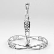 Rhodium Plated CZ Diamond Geometric Square Pattern Bangles (Pack of 2) - Opal Touch
