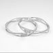 Rhodium Plated CZ Diamond Geometric Square Pattern Bangles (Pack of 2) - Opal Touch