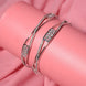 Rhodium Plated CZ Diamond Geometric Square Pattern Bangles (Pack of 2) - Opal Touch