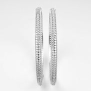 Rhodium Plated CZ Diamond Micro - Pave Slim Bangles (Pack of 2) - Opal Touch