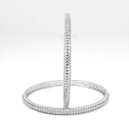 Rhodium Plated CZ Diamond Micro - Pave Slim Bangles (Pack of 2) - Opal Touch
