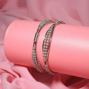 Rhodium Plated CZ Diamond Studded Bangles (Pack of 2) - Opal Touch
