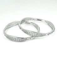 Rhodium Plated CZ Diamond Studded Bangles (Pack of 2) - Opal Touch