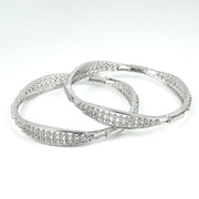 Rhodium Plated CZ Diamond Studded Bangles (Pack of 2) - Opal Touch