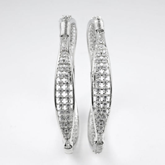 Rhodium Plated CZ Diamond Studded Bangles (Pack of 2) - Opal Touch