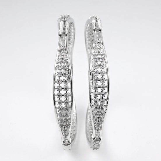 Rhodium Plated CZ Diamond Studded Bangles (Pack of 2) - Opal Touch