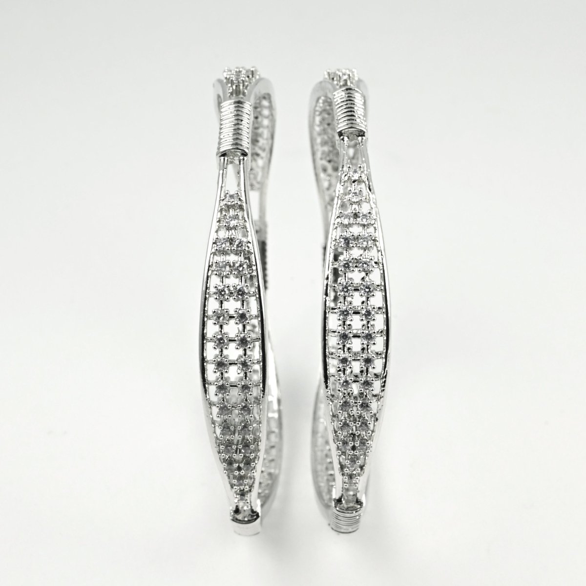 Rhodium Plated CZ Diamond Studded Bangles (Pack of 2) - Opal Touch