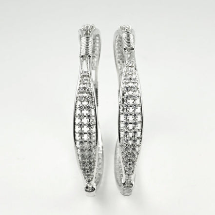 Rhodium Plated CZ Diamond Studded Bangles (Pack of 2) - Opal Touch