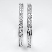 Rhodium Plated CZ Diamond Twisted Wire Design Bangles (Pack of 2) - Opal Touch