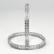 Rhodium Plated CZ Diamond Twisted Wire Design Bangles (Pack of 2) - Opal Touch