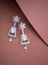 Rhodium Plated Dangle Earrings with Crystal Work - Opal Touch