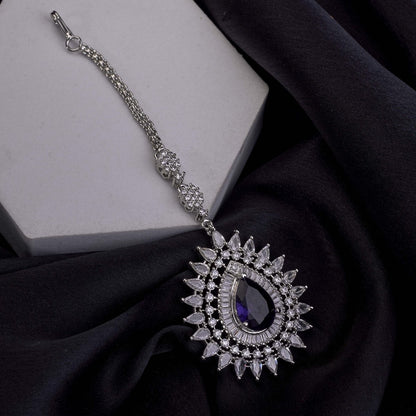 Rhodium Plated Divine Droplet Traditional Maang Tikka - Opal Touch