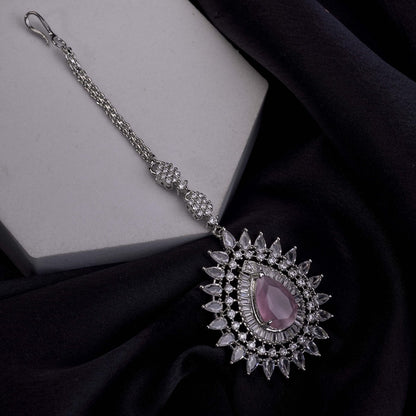 Rhodium Plated Divine Droplet Traditional Maang Tikka - Opal Touch