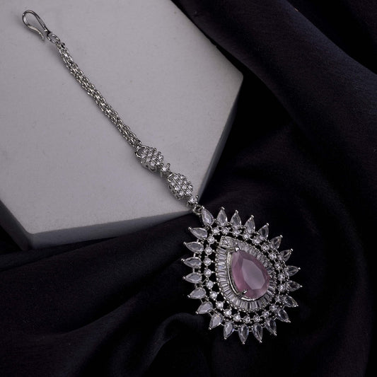 Rhodium Plated Divine Droplet Traditional Maang Tikka - Opal Touch