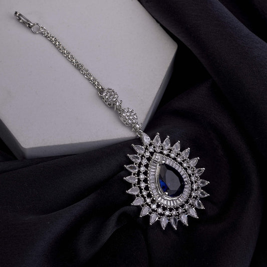 Rhodium Plated Divine Droplet Traditional Maang Tikka - Opal Touch