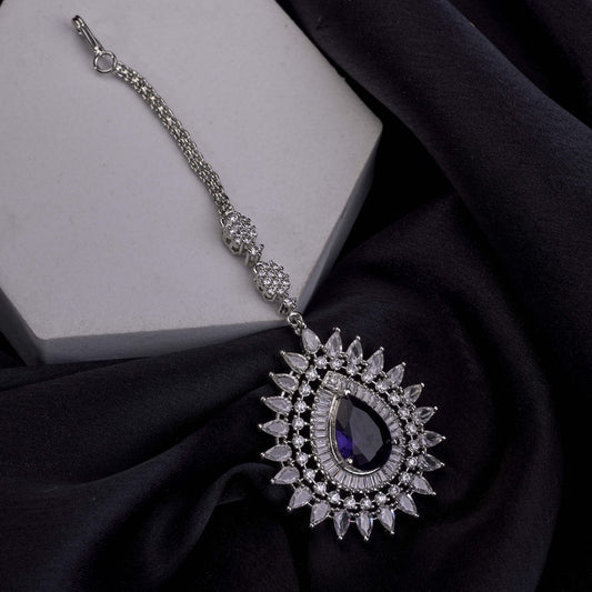 Rhodium Plated Divine Droplet Traditional Maang Tikka - Opal Touch