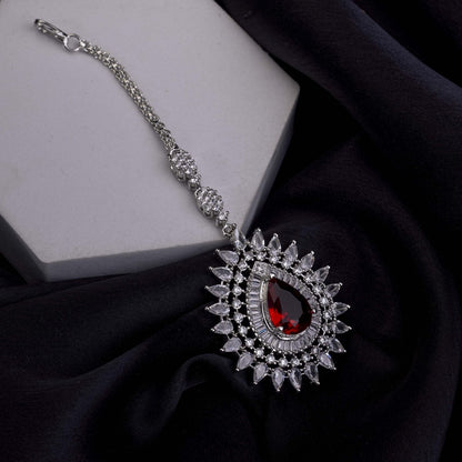 Rhodium Plated Divine Droplet Traditional Maang Tikka - Opal Touch