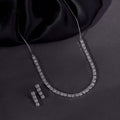 Rhodium Plated Necklace Earrings Set ‘Square Luxe’ Designer Jewelry with Stone Work - Opal Touch
