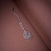 Rhodium Plated Ornate Bloom Traditional Maang Tikka - Opal Touch