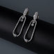 Rhodium Plated Pave American Diamond Oval Drop Earrings - Opal Touch