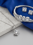 Rhodium Plated Square Stone Necklace Bracelet Earrings Set - Opal Touch