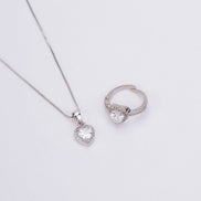 Rhodium Radiance Locket and Ring Combo - Opal Touch