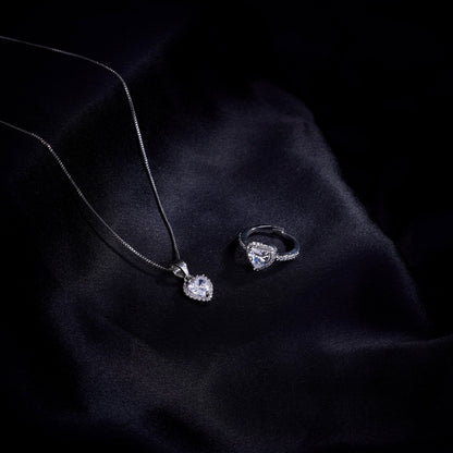 Opal Touch - Rhodium Radiance Locket and Ring Combo - Combo