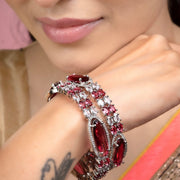 Rhodium Rose Mint Bangles Set (Pack of 2) - Opal Touch