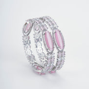 Opal Touch - Rhodium Rose Mint Bangles Set (Pack of 2) - Bangles